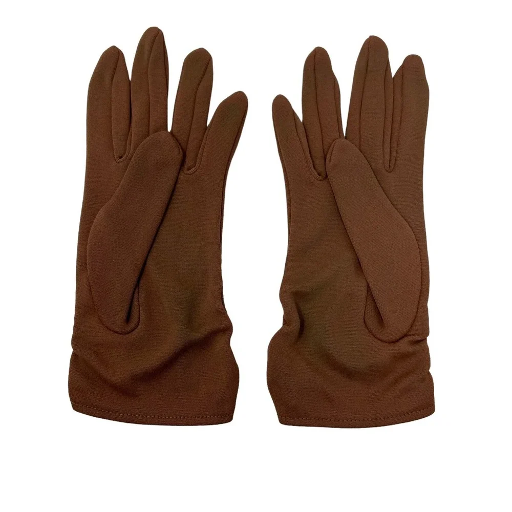 Womens‎ Vintage Gloves Two Pair Brown Nylon and Black Cotton Size 6 1/2